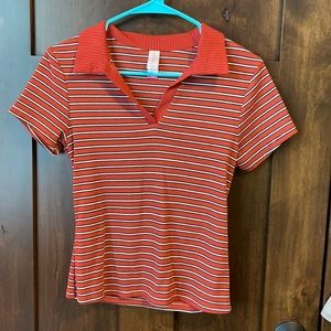 STRIPPED RED COLLAR SHIRT